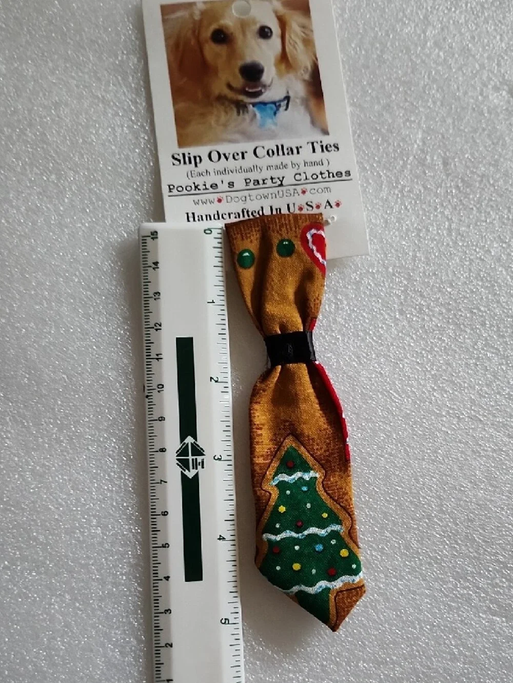 Pookie's Party Clothes Brown Holiday Slip-Over Dog Collar Tie